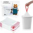 XUXRUS 2.6 Gallon White Trash bags 60 Count Small Drawstring Trash Bag, Tear-Free Heavy Duty Garbage Bags, Leak-Proof & Odor Blocking Small Garbage Liners for Kitchen, Bathroom, Multi-Purpose Use