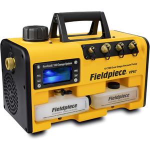 Fieldpiece VP67 Vacuum Pump  6 CFM, 1/2 HP DC Motor, RunQuick Oil Change System  Portable - Professional HVAC Tool - A2L Compatible