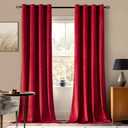 MIULEE Christmas Red Velvet Curtains Elegant Grommet Curtains Thermal Insulated Soundproof Room Darkening Black Out Drapes for Classical Living Room Bedroom Decor 52 x 96 Inch Length Set of 2