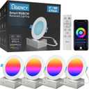 Ligency 4-Pack 4 Inch Smart Recessed Lighting, 9W 810LM Ultra-Thin Canless LED Downlight, RGBW Color Changing Wi-Fi Ceiling Light with Junction Box, Alexa/Google App Control - No Housing Required