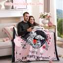 Janzza Romantic Love Blanket - Light Pink Throw Blanket for Men Women Girlfriend Boyfriend Couple, I Love You Gift for Him/Her Wedding, Engagement, Birthday, Valentines Day 60"x 80"