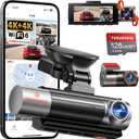 TERUNSOUl 4K+4K+1080P Dash Cam Front and Rear with Cabin, Free 128GB Card Included, WiFi 6 - up to 20MB/ s, IR Night Vision, Built-in GPS, G-Sensor, 170°Wide Angle, 24H Parking Mode, Support 512GB Max