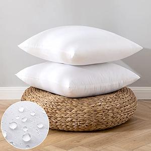 EMEMA Pack of 2 Outdoor Pillow Inserts Waterproof Throw Pillow Premium Fluffy Decorative Cushion Square Inner Soft for Patio Furniture Garden Sleeping Bed Couch Sofa Bedroom 12x12 Inch 30x30 cm