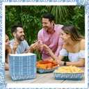 Zhehao 100 Pcs Cielito Lindo Party Decoration Supplies Mexican Snack Trays Platos De Barro Terracotta Clay Mexicanos Nacho Popcorn Disposable Trays for Cinco De Mayo Wedding(Blue Flower)