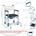 4-in-1 Rolling Bedside Commode Chair with Wheels for Seniors, Heavy Duty Shower Chair with Handles, Adjustable Height Raised Toilet Seat for Elderly and Disabled, Support 350 lbs (Black)