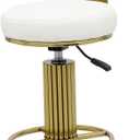 FUNROLUX Counter Height Bar Stools with Back, Modern Adjustable Height Barstools Swivel Bar Chairs with Polished Gold Stainless Steel Legs and Comfortable Cushion for Kitchen Island Counter (White)