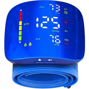 Rechargeable Wrist Blood Pressure Monitor for Home Use, Automatic BP Machine with LED Display, Dual Users ×120 Memory, OneButton Operation & Adjustable Cuff, Portable Carrying Case Included