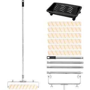 12 Pcs 18 Inch Paint Roller Kit,12-18" Adjustable Roller Frame,Large Paint Roller with Tray,1-5 Ft Steel Pole Paint Roller Set,18" Paint Roller Sleeves 23.6'' Paint Roller Tray for Wall Ceiling