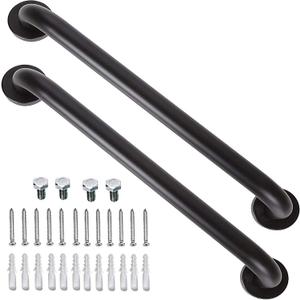2 Pack 24 Inch Black Shower Grab Bar, iMomwee Stainless Steel Bathroom Grab Bar Handle, Bathroom Shower Balance Bar, Safety Hand Rail Support, Handicap Elderly Senior Assist Bath Handle(1.25" Diameter)