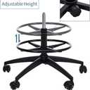 Frassie 17.7 inch Metal Chrome Office Stool Foot Rest Ring, Black Studio Drafting Chair Footrest Ring (Black)