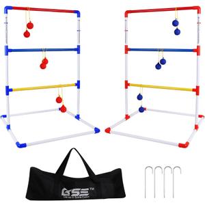 GSE Games & Sports Expert Premium Plastic Ladder Ball Toss Game Set with 6 Bolas & Carrying Bag, Portable Outdoor Games for Backyard, Lawn, Beach, Camping, Tailgate Party with Family, Friends