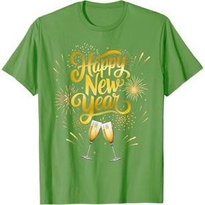 New Years Eve Party Supplies 2026 Happy New Year Fireworks T-Shirt green, Small