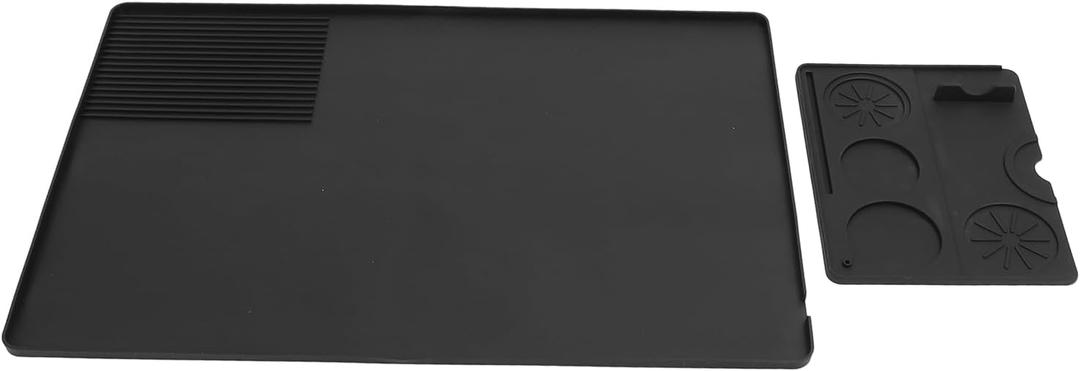 Silicone Coffee Maker Mat, Non Slip Heat Vibration Absorbing Coffee Bar Protective Mat with Detachable Tamper Mat for Kitchen Counters Sinks Pantry Storage