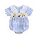 Douhoow Baby Girls Romper Short Sleeve Plaid Embroidery Bodysuit Jumpsuit Infant Girl Summer Clothes 3-6 Months
