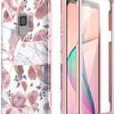 SURITCH Case for Galaxy S9, [Built-in Screen Protector] Rose Gold Marble Full-Body Protection Shockproof Rugged Bumper Protective Cover for Samsung Galaxy S9 5.8 Inch (Rose Marble)