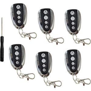 6-Pack 433MHz Universal Gate Remote Control Duplicator with Free Cross Screwdriver  Wireless Cloning Key Fob for Electric Sliding Garage Door Opener, Compatible with Most Fixed Code Systems