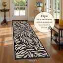 Ileading Hallway Runner Rug 2x6ft Kitchen Floor Mat Modern Leaves Non Slip Throw Rugs Busy Traffic Extended Indoor Doormat Machine Washable Accent Carpet for Laundry Bedroom(Black)