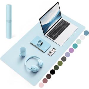 YSAGi Non-Slip Leather Desk Pad, Waterproof Laptop Computer Desk Keyboard Mat, Table Protector Blotter Mat, Large Mouse Pad for Office/Work/Home/Decor(Sky Blue, 31.5" x 15.7")