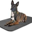 Chew Proof Dog Crate Bed Pad, Enhanced Quilted Indestructible Dog Kennel Pad for Aggressive Chewers, Washable Dogs Mat for Crate, Water Resistant Kennel Pads for Teething Puppy (Gray, 35"x23")