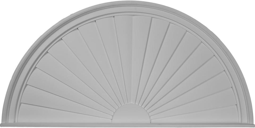 Ekena Millwork PED48X24X02SB Half Round Sunburst Pediment, 48"W x 24"H x 2"P