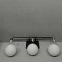 Tipace Mid Century Modern Bathroom Vanity Lights Fixtures 3-Light Black Milk White Globe Glass Industrial Vanity Lighting Over Mirror (Exclude Bulb) (24.4 IN, Black)