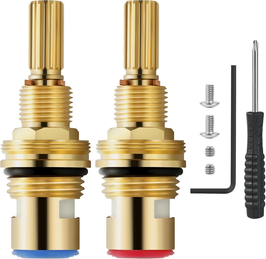 Brass 1-001 & Brass 1-002 Ceramic Valve Cartridge, Compatible with Cold widespread Cartridge and Hot widespread Cartridge, Brass Construction, include Brass 1-001 & Brass 1-002
