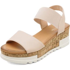 DREAM PAIRS Women's Open Toe Casual Platform Sandals (8.5, Nude-2)