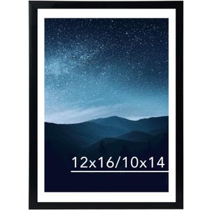 12x16 Black Picture Frame for 30 x 40cm Diamond Painting Art, Display Photo 12 x 16 or 10 x 14 Without Mat, Wall Hanging Large Diamond Painting Frames with Plexiglass