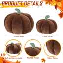 Yookeer 2 Pcs Fall Pumpkin Pillows, Corduroy 3D Simulated Pumpkin Throw 7'' and 11'' Soft Autumn Decorative Sofa Cushion for Thanksgiving Halloween Christmas Bedroom Home Decor(Brown)