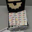 Queensell Mexican Train Dominoes Set with Numbers - Double 18 Dominos Set for Adults and Kids - Mexican Dominoes Train Game Night Games for Adults with Wooden Hub and Aluminum Case