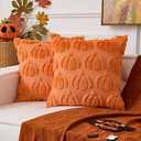 UGASA Fall Pumpkins Pillow Covers 20x20 Inch 2 Packs Soft Plush Faux Wool Fur Pillowcases Throw Pillows Autumn Halloween Home Decor for Couch Sofa Chair Bed, Orange