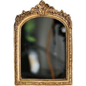 11 x 9.5 Small Gold Vintage Wall Mirror, Antique Gold Resin Baroque, Decorative Hanging & Tabletop