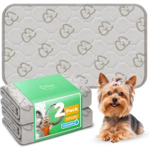 FXW Washable Pee Pads for Dogs, Puppy Pads with Super Absorbent, Specifically Designed for 24inch Cages, 23"  17" Rectangle, Khaki, 2 Packs