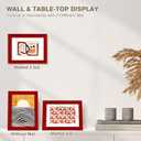 KINLINK 5x7 Picture Frame Red, Solid Wood Frames with Acrylic Plexiglass for 3.5x5/4x6 with Mat or 5x7 without Mat, Tabletop and Wall Display Photo Frame Set of 4