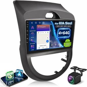 [4+64G] Upgrade Radio for KIA Soul 2010 2011 2012 2013-9 inch IPS Touchscreen Android Soul Stereo - Wireless Carplay and Android Auto, AI DSP, WiFi, GPS, Custom Homepage + AHD Backup Camera