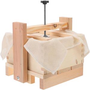 Luxshiny 1 Set Wooden Tofu Mold: 6.68 Inch Tofu Press with Cloth Bean Curd Maker Mold Kitchen Tool for Soybean Curd and Cheese Making