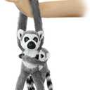 2pcs Lemur Hanging Stuffed Animal Mother with Baby Hangs Plush Toys, Hooks and Stuffed Animals with Rings for Kids, Gifts for Boys and Girls