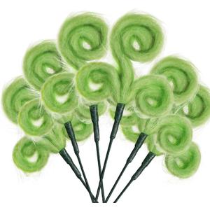 WangLaap 6 Pcs Green Christmas Tree Toppers 17inch Green Furry Stems, Furry Christmas Picks for Xmas Tree Decoration