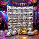 【50pcs】 Square Foil Silver Balloons Wall Backdrop Double Sided Wedding Mylar Balloon Tunnel Arch Garland Kit Bachelorette Valentine's Day Gold and Silver Birthday Balloons for Party Decorations Pack of 2