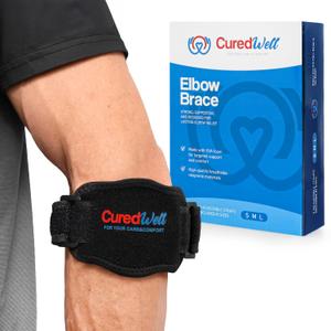 Tennis Elbow Brace - Adjustable Golfers Elbow Strap with Compression Pad - Cubital Tunnel & Tendonitis Support - Athletic Arm Bands for Golf & Weightlifting for Men, Women - 3 Strap Sizes Included