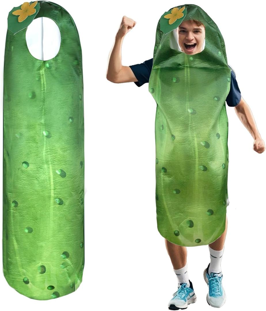Adult Costume Halloween Sports Party Baseball Football soccer ball,Cucumber Cosplay Costume Funny Suit (Green)