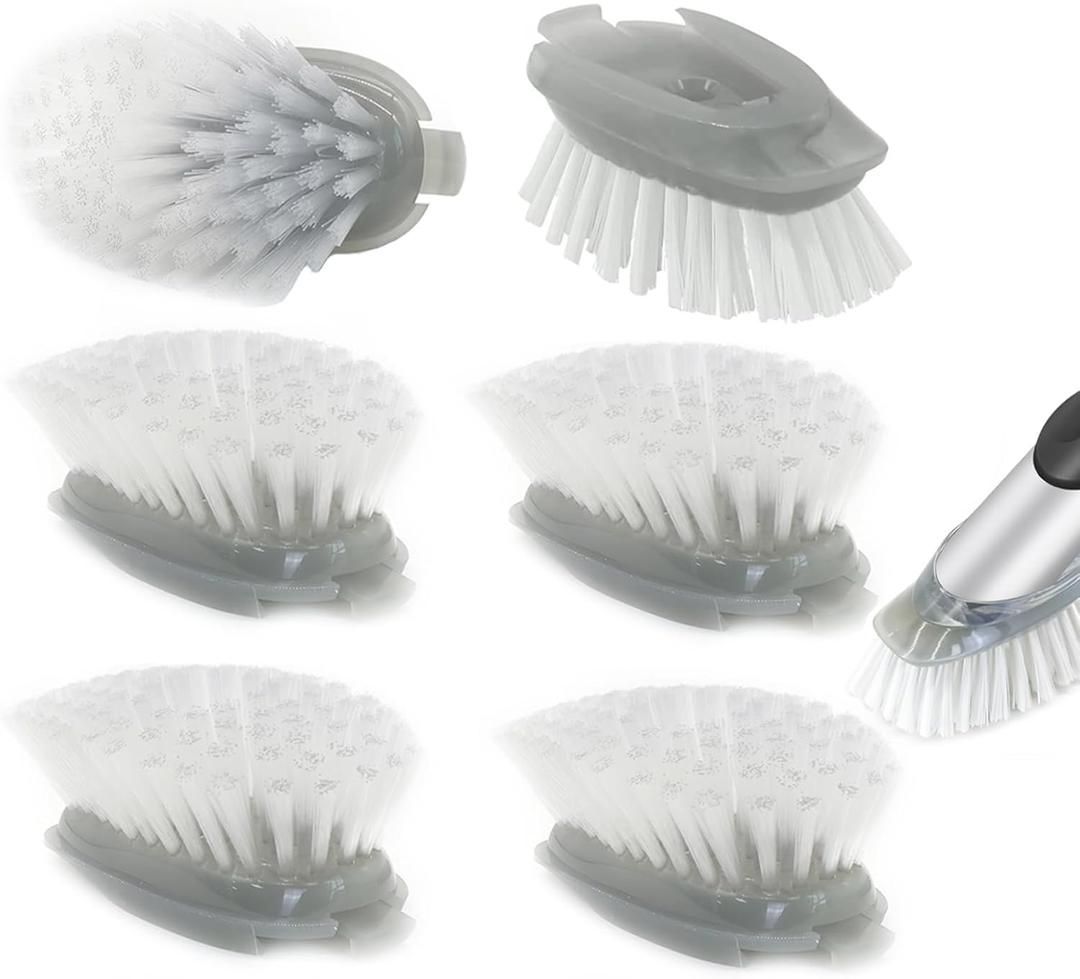 Brush Refills for OXO Dish Brush - 6 Pack Dish Brush Cleaning Soap Dispensing Head Replacement for Scrubber (Grey)
