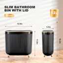 Supteron Bathroom Trash Can with Lid 3.1 Gallon Narrow Trash Can Small Plastic Trash Bin 12 Liter Rectangular Plastic Garbage Can with Press Type Lid for Bedroom Bathroom