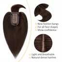 Rich Choices 100% Real Human Hair Topper with Bangs - Real Remy Hair Topper for Women Thinning on Top, 5.1x2.7 Inch Breathable Invisible Clip In Silk Base Hair Piece 10 Inch #2 Dark Brown