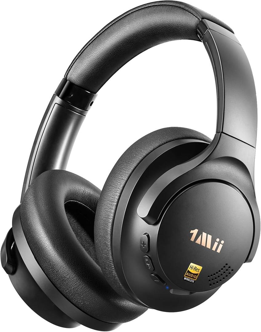 1Mii Y8+ Hybrid Active Noise Cancelling Headphones, 100H Playtime, Bluetooth 6.0 Over Ear LDAC Wireless Hi-Res Audio & Deep Bass, Comfortable for Travel Airplane Home Office, Custom EQ via APP, Black