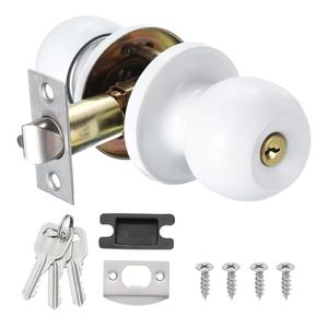 uxcell Modern White Round Door Knob, Zinc Alloy, Easy Install, Durable, Privacy Lock, Fits 35mm-40mm Doors