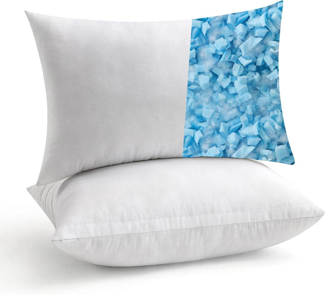 MIULEE Pack of 2 12x20 Pillow Inserts-Decorative Shredded Memory Foam Cooling Throw Pillows-Adjustable Premium Lumbar Wedding Pillow Stuffer Form for Couch Bed Cushion