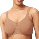 HSIA Minimizer Bras for Women Plus Size, Full Coverage Coolcomfort T Shirt Unlined Bra with Underwire for Heavy Breast (Brown)