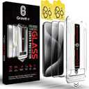 Gravit:e Screen Protector for iPhone, 9H Tempered Glass, Smart Installation Tool, Automatic Fine Dust Removal and Camera Protector 2 Pack (iPhone 15ProMax)