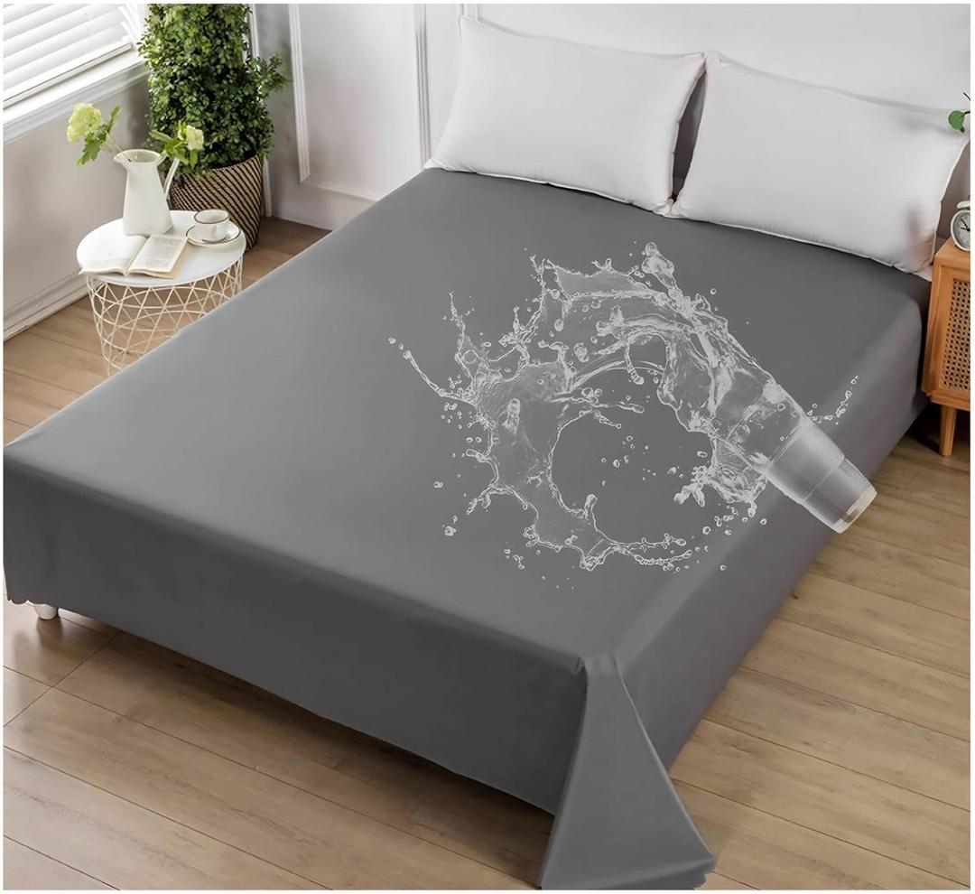 SIELUNO Waterproof Bed Sheet Flat Sheets Lightweight, Mattress Protector Sheet Bed Cover, Furniture Protector Covers for Queen Size Bed-H-230x300cm(90x118in)